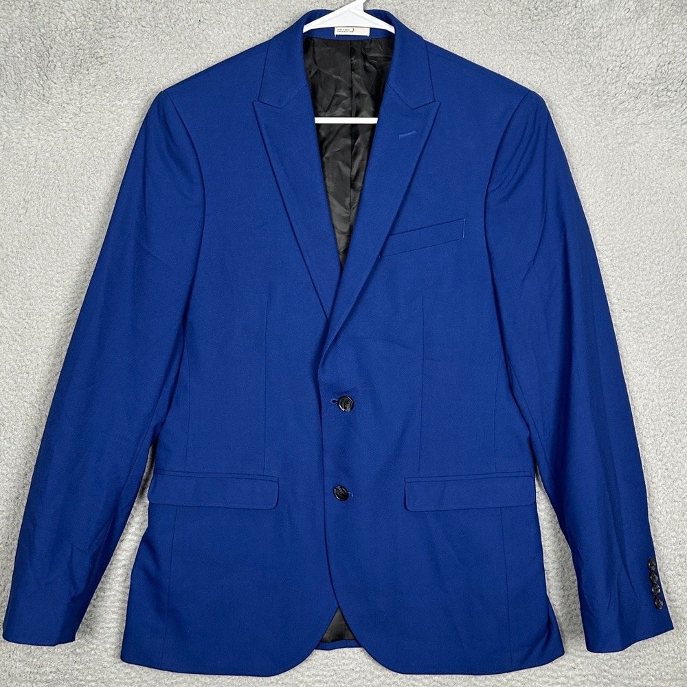 Nordstrom Rack Blazer Mens 40L Extra Trim Fit Royal Blue Two Button Sport Coat